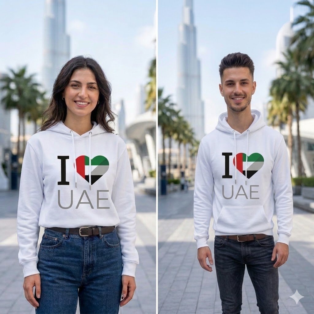 ‘I Love UAE’ Premium White Hoodie